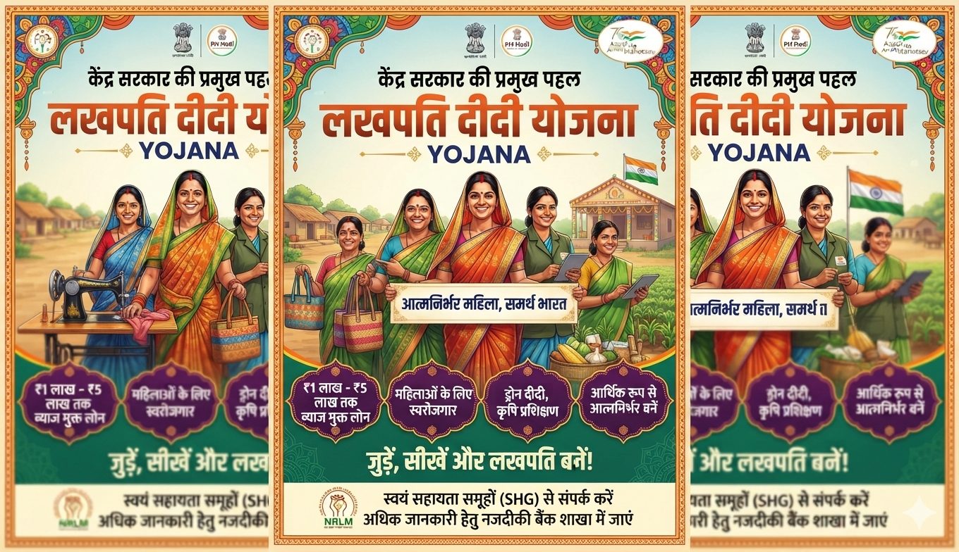 केंद्र सरकार की 'लखपति दीदी योजना' के तहत पात्र महिलाओं को अपना नया बिजनेस या स्वरोजगार शुरू करने के लिए ₹1 लाख पूरी तरह ब्याज मुक्त
