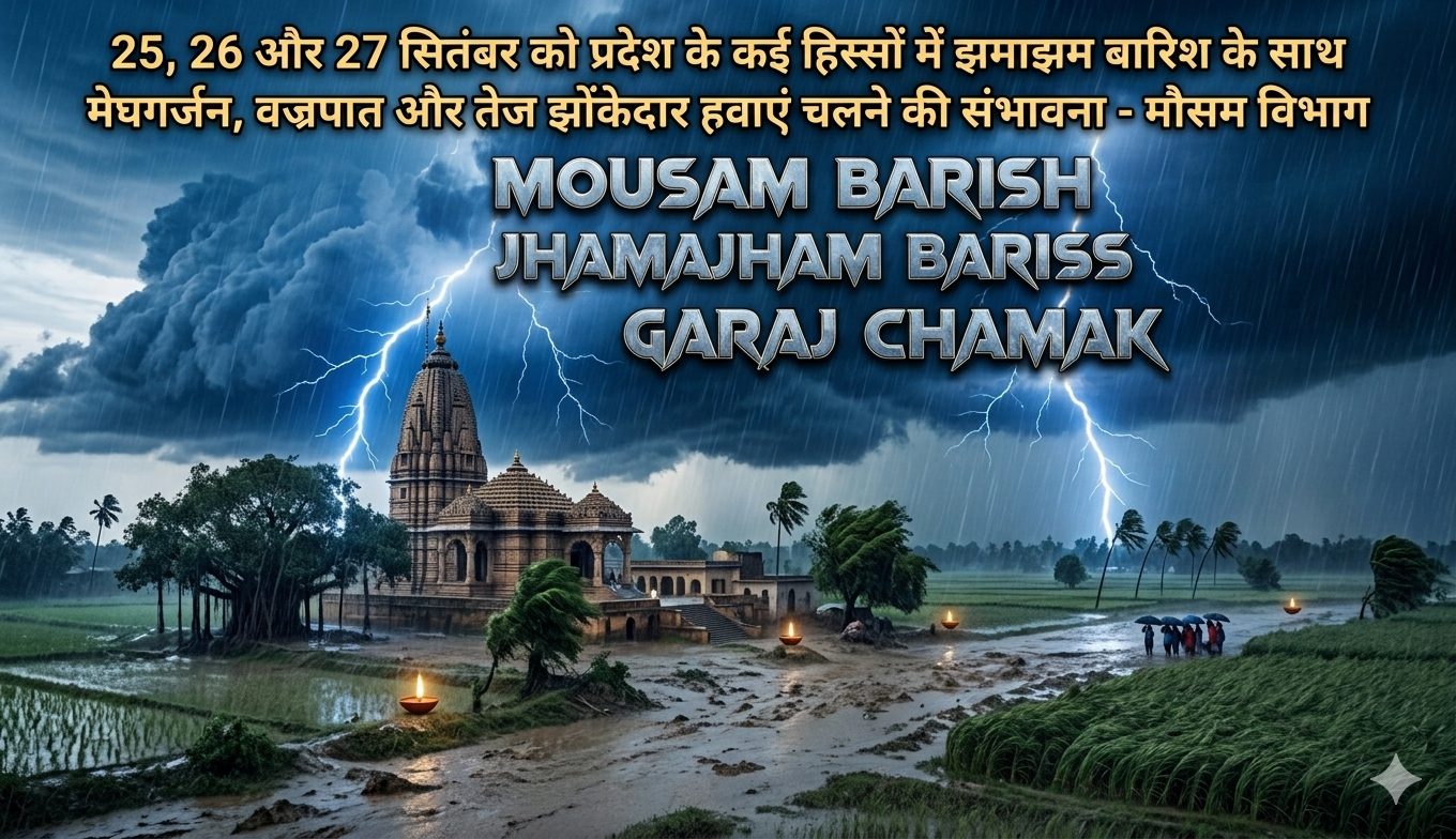यूपी में फिर बदलेगा मौसम, 25 से 27 सितंबर तक झमाझम बारिश के आसार; यलो अलर्ट जारी